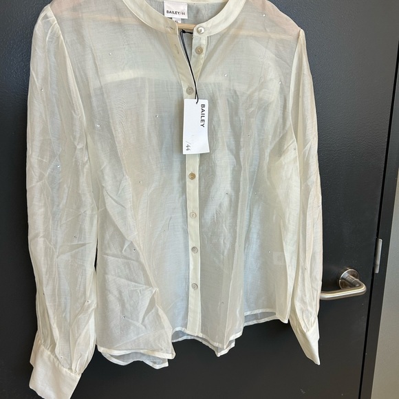 Bailey 44 (Revolve) NWT XL Sheer Blouse with Diamond tiny embellishments - Picture 8 of 13